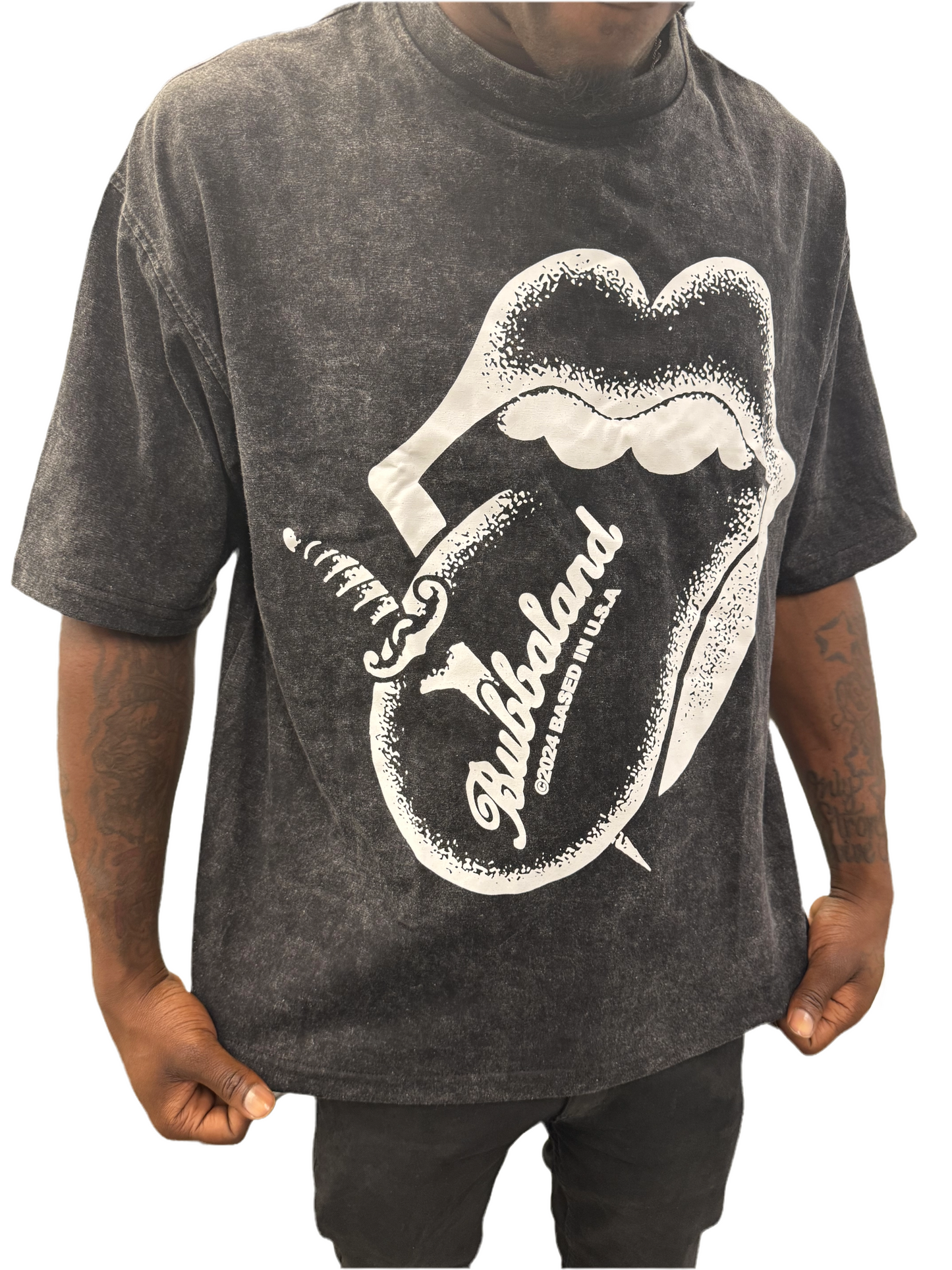 Ash Black “BUBBALAND” Lips Graphic Tshirt.