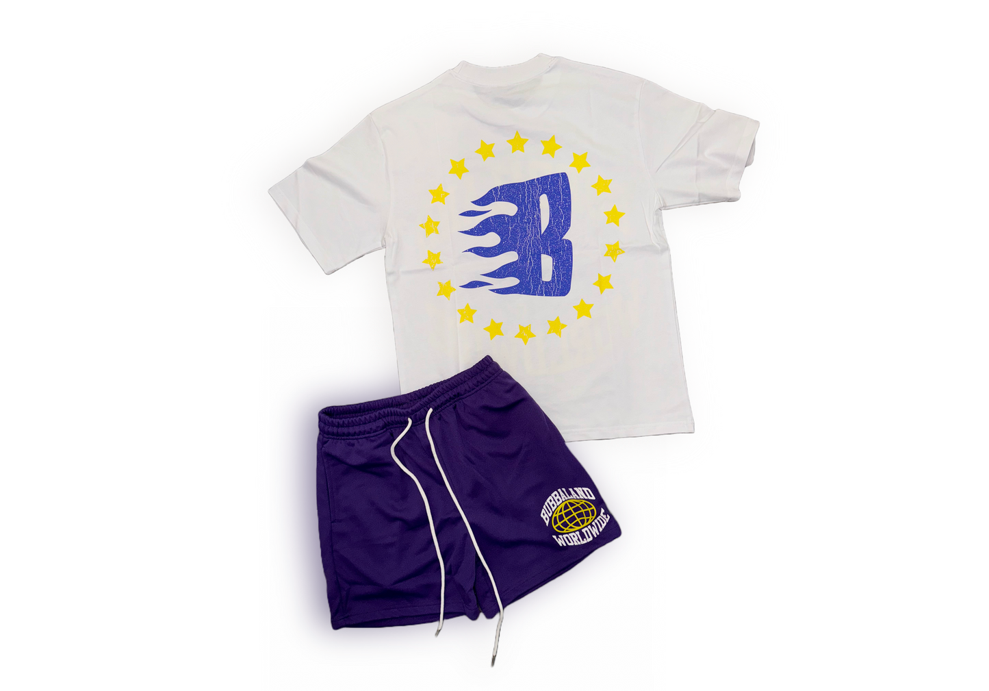 Purple & White “BUBBALAND WORLDWIDE” Shorts