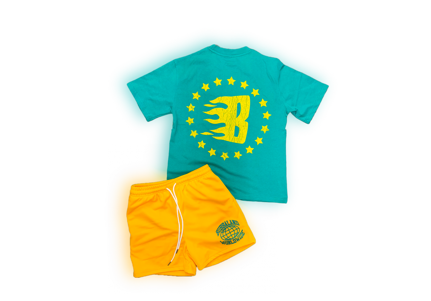 Turquoise & Yellow “BUBBALAND WORLDWIDE” Shirt