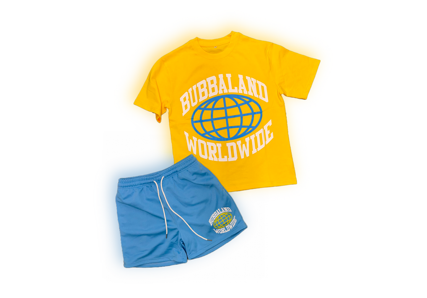 Yellow & Blue “BUBBALAND WORLDWIDE” Shorts