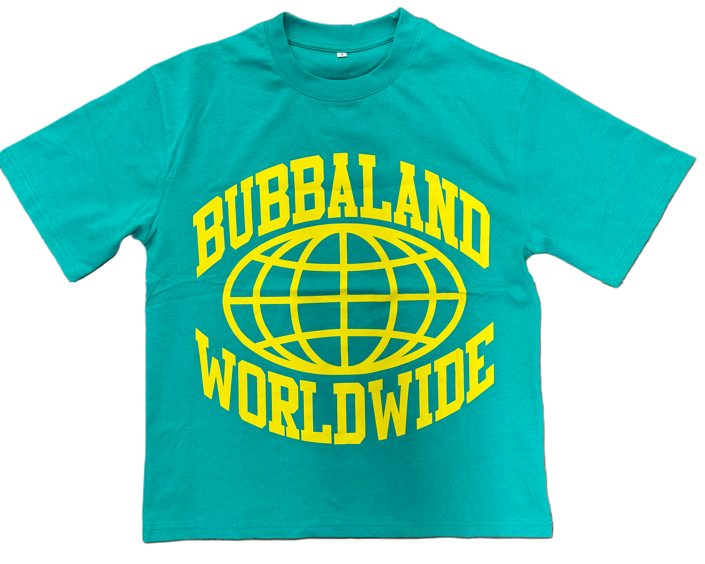 Turquoise & Yellow “BUBBALAND WORLDWIDE” Shirt